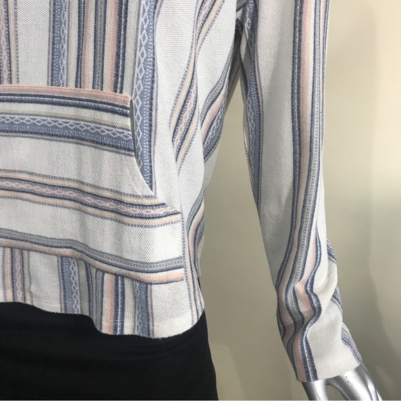 WallFlower Vintage Classic Baja Stripe V-Neck Hoodie Size Large Light Weight - Picture 5 of 16